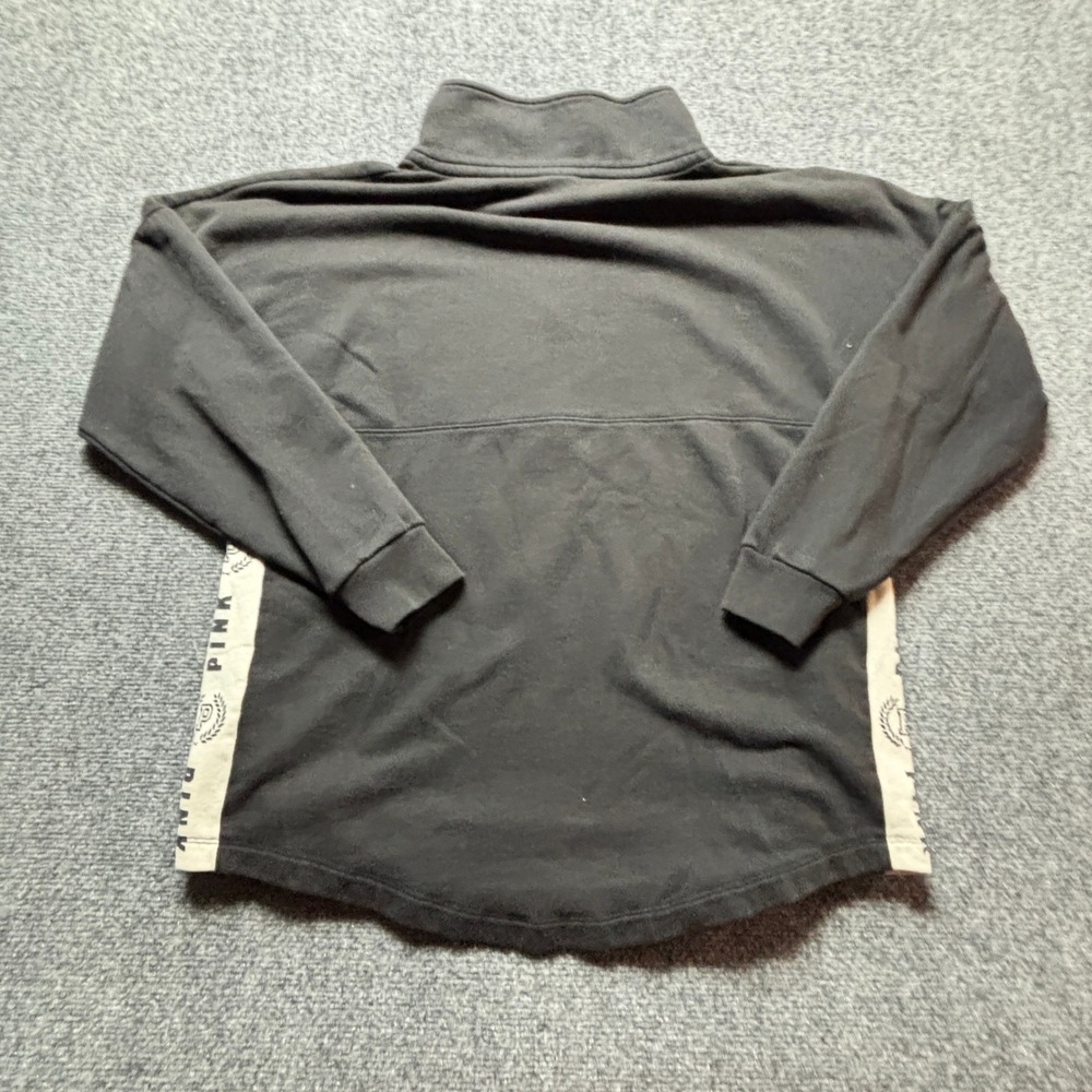 Pink Victorias Secret Quarter Zip Pullover Sweatshirt Black White Logo Medium - Picture 4 of 6